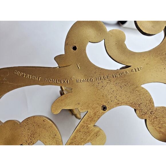 Homco Candle Holder Set Lot Hollywood Regency Gold 4118 Floral Scroll Wall Decor - Picture 3 of 6